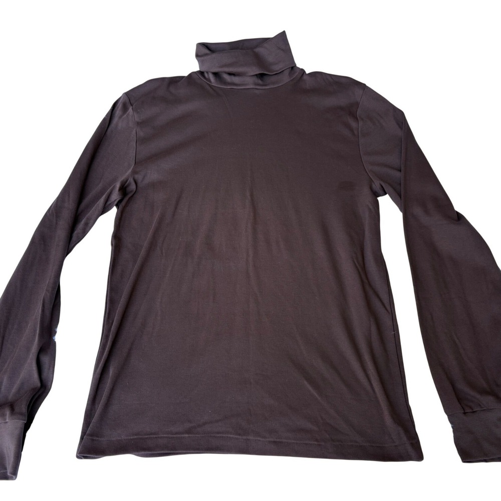 Vintage Brown Turtleneck Long Sleeve Shirt Women's XL Solid Cotton Blend NWT
